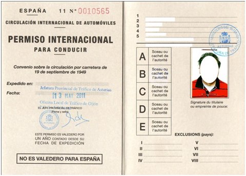 carnet conducir internacional ejemplo
