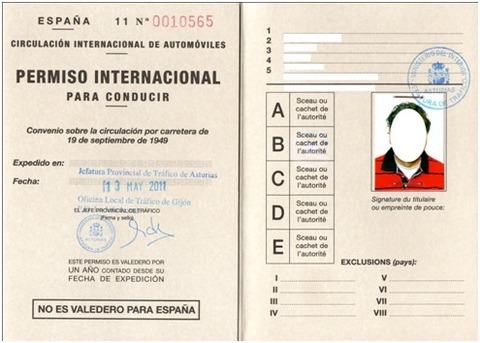 carnet conducir internacional ejemplo
