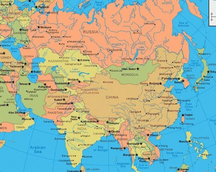 cuales son cinco regiones asia