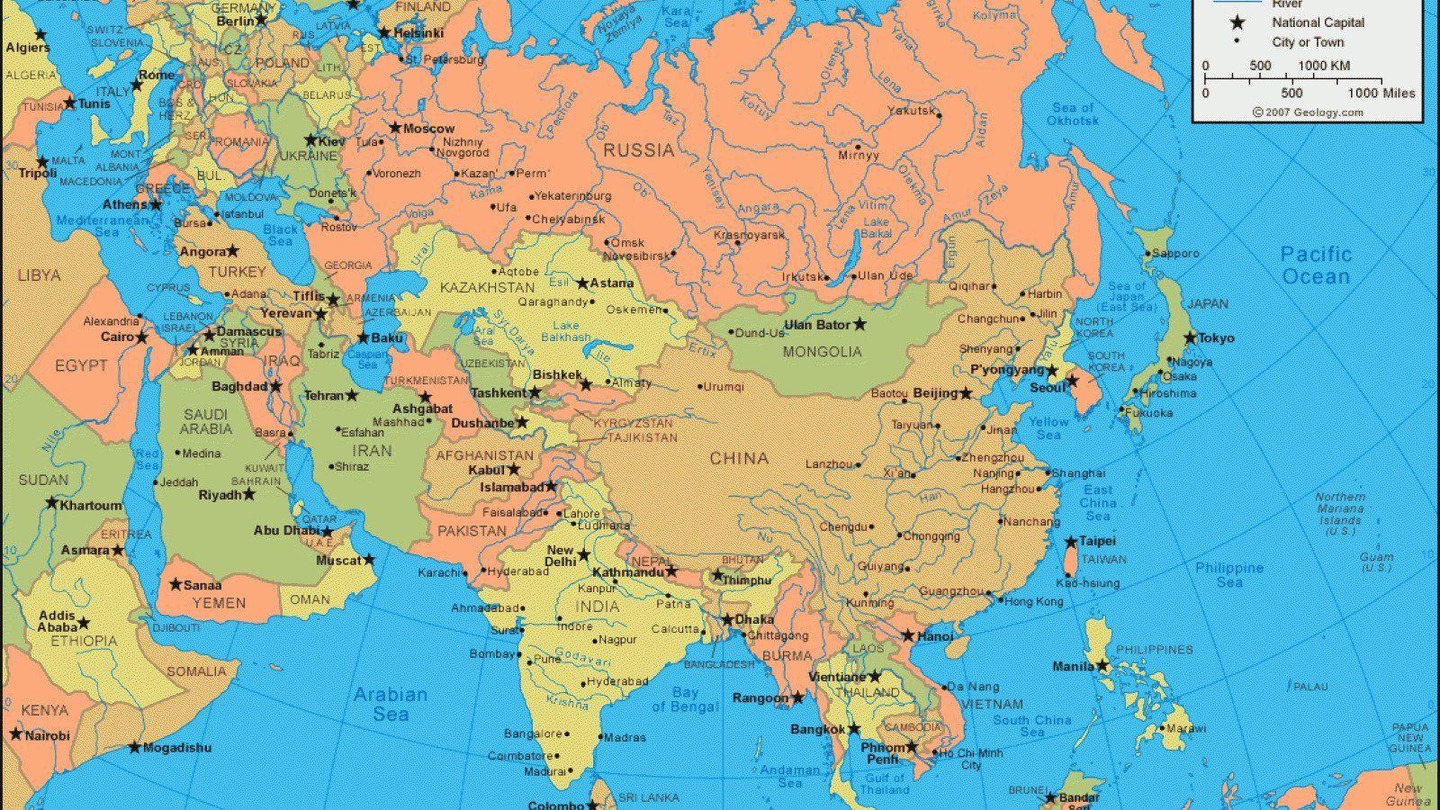 cuales son cinco regiones asia