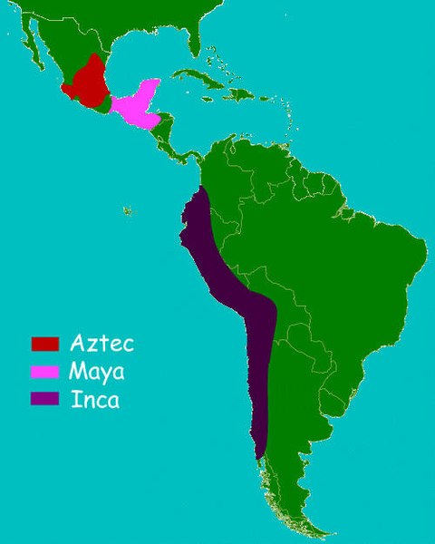 aztec maya inca map