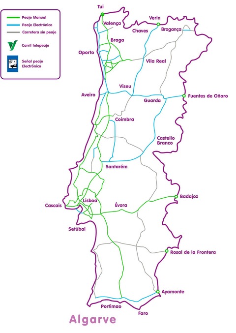 guia mapa peajes portugal