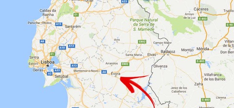map evora portugal location
