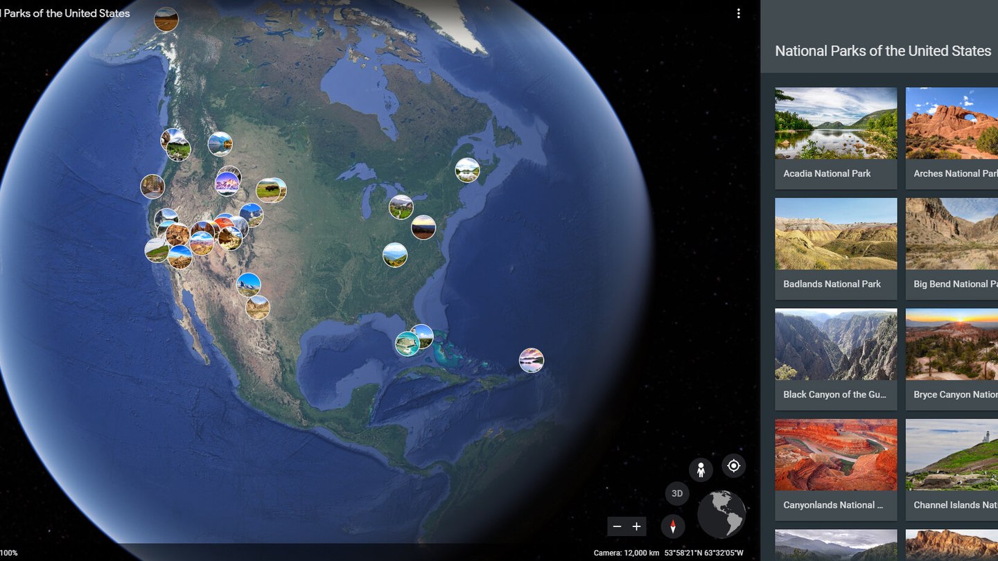 visitar parques nacionales google earth