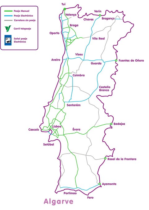guia mapa peajes portugal